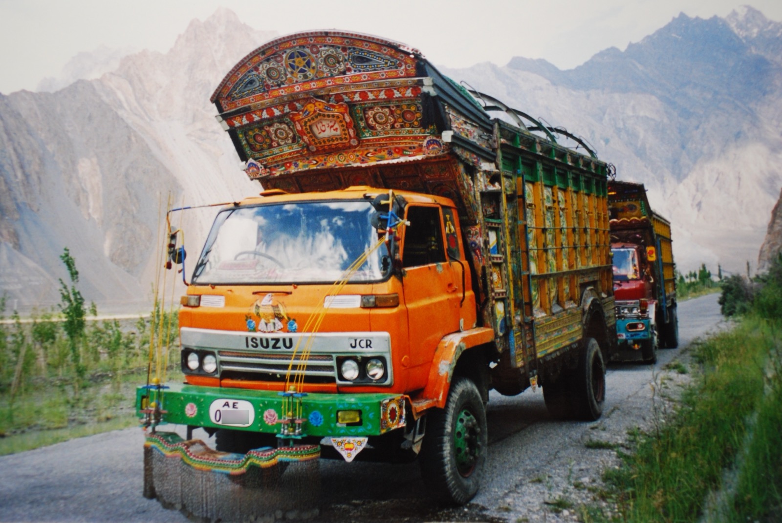 A decorated truck on the Karakoram Highway at Passu